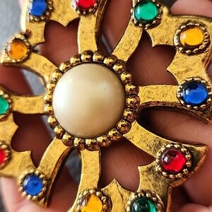 VTG Gold-Toned Multicolor Brooch
